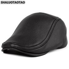 SHALUOTAOTAO Trend Genuine Leather Hat For Men Autumn Winter Quality Sheepskin Berets Adjustable Size Fashion Brand Snapback Cap 2024 - buy cheap