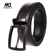MEDYLA-Cinturón de cuero genuino para hombre, correa de lujo de alta calidad, clásico, Vintage, con hebilla de Pin, LY3986 2024 - compra barato
