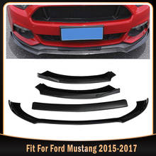 Protector de parachoques delantero para coche Ford Mustang, cubierta de alerón negro brillante, alta calidad, 3 uds., para Ford Mustang 2015 2016 2017 2024 - compra barato