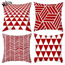 Red Geometric Polyester Pillow Cover Geometry Stripe Decorative Cushion Cover for Sofa Home Decor Square Pillowcase 45X45CM 2024 - buy cheap