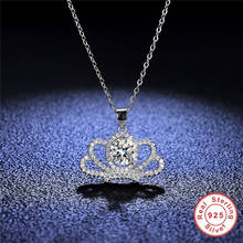 Geoki Passed Diamond Test 925 Sterling Silver Perfect Cut 1 ct D Color VVS1 Moissanite Crown Wedding Necklace Luxury Jewelry 2024 - buy cheap