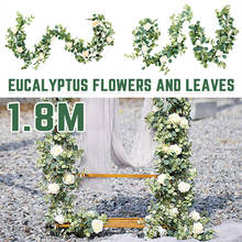 Висячие Цветы, шелковая искусственная Роза, для украшения стен, ротанг, искусственные листьев растений, гирлянда, романтическое украшение для дома, свадьбы 2024 - купить недорого