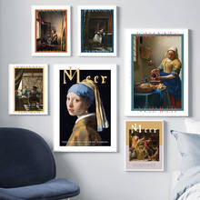 Famous Painting Girl with A Pearl Earring By Johannes Vermeer Canvas Paintings Classical Portrait Posters and Prints Home Decor 2024 - buy cheap