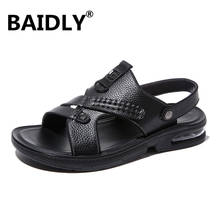 Classic Men Soft Sandals Comfortable Men Summer Leather Sandals Roman Style Male Outdoor Sandals Air Cushion Beach Slippers 2024 - buy cheap