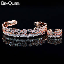BeaQueen-Anillo de circonia cúbica para mujer, brazalete, Color oro rosa, tamaño ajustable, JS147 2024 - compra barato