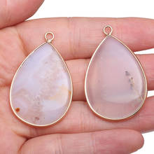 Natural Stone White Agats Necklace Pendants Water Drop Shape Agats Pendants for Jewelry Making DIY Necklace Size 25x40mm 2024 - buy cheap