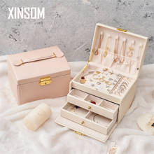 XINSOM-caja de exhibición de joyería de cuero PU, alta capacidad, para collar, pendientes, anillos, pulseras, caja de almacenamiento de joyas 2024 - compra barato