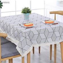 5Modern Decorative Linen Tablecloth With lace Waterproof Oilproof Thick Rectangular Wedding Dining Table Cover Tea Table Cloth 2024 - buy cheap