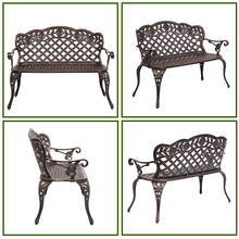 42.5inch Outdoor Cast Aluminum Leisure Rose Couple Bench Outdoor Furniture Garden Chair 2024 - buy cheap