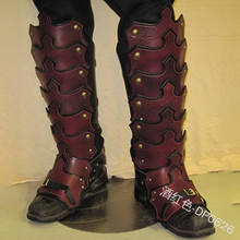 Средневековая защита для ног викингов Larp Greaves, кожаный ремешок, броня, часть рыцарь-воин, костюм, комплект для декорирования ботинок, Мужская защита для голени 2024 - купить недорого