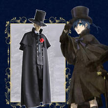 Fantasia de mordomo preto, traje fantasia de mordomo para cosplay de pais, roupa uniformes, jogo de festa de dia das bruxas, kuroshitsuji 2024 - compre barato