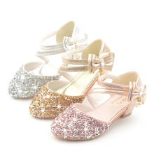 Flower Children Rhinestone Bling Princess Leather Shoes For Big Girls Silver Gold High Heels Wedding Party Dance Shoes New 2020 2024 - buy cheap