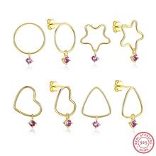 925 Sterling Silver Heart Circle Star Stud Earrings Crystals From Swarovski-Elements Gold Color Piercing For Women Party Jewelry 2024 - buy cheap