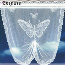 Enipate Embroidered Butterfly Roman Window Curtain Panel White Lace Sheer Curtain for Kitchen Coffee Tulle Short Curtains 2024 - buy cheap