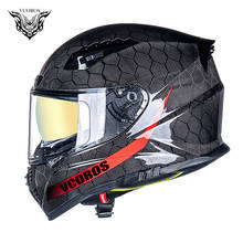 Vcoros VF-602-Casco de fibra de carbono para hombre, protector de cara completa para motocicleta, con doble lente, ci DOT 2024 - compra barato