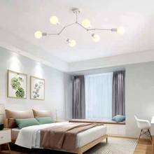 Lâmpada de ferro e27 para teto, candelabro com lâmpadas led para teto de sala de estar, quarto, galho de árvore, iluminação 2024 - compre barato