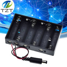 Caixa de suporte para bateria aa de tamanho 6, 6 peças, caixa de armazenamento com entrada de energia dc2.1 para arduino 2024 - compre barato