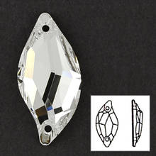 YANRUO-diamantes de imitación para costura de ropa, piedras de cristal para costura de ropa, 3254 parte superior, hoja de diamante blanco claro, 9x20mm, 14x30mm 2024 - compra barato
