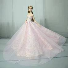 Vestido de casamento para boneca barbie, vestido rosa de princesa para roupas, vestido de festa 1/6 bjd, acessórios de bonecas, brinquedo diy para presente de menina 2024 - compre barato