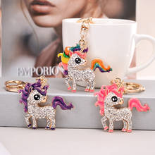 European and American explosive jewelry pendant unicorn keychain oil drop pigment key ring bag pendant alloy hot sale ornaments 2024 - buy cheap