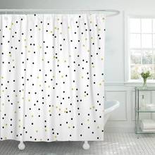 Cute Kids Polka Dot Colorful Gold and Solid Black Shower Curtain Waterproof Polyester Fabric 72 x 72 Inches Set with Hooks 2024 - compre barato