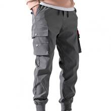 Fashion Men Pants Multi Pockets Elastic Waistband Cotton Blend Ankle Tied Sports Jogging Trousers Sports Running Pants for Men 2024 - buy cheap