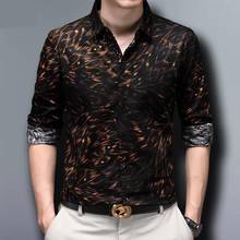 100% Cotton Oversize Long Sleeve Shirts For Mens Gold Printed Luxury Clothing Mens Social Club Outfits Party Loose Blouse 2020 2024 - buy cheap