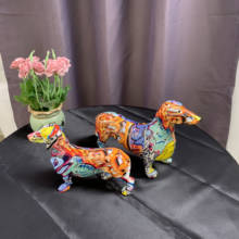 Criativo moderno pintado colorido dachshund cão decoração de casa armário do vinho decoração escritório artesanato 2024 - compre barato