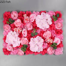 Decoración colgante para pared, flores secas artificiales, rosa, pared de flores rosas para boda, Navidad, decoración moderna de seda, 40x60cm 2024 - compra barato