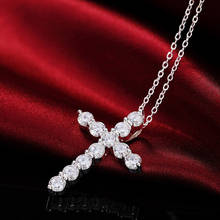 2020 Hot Sale Silver Color AAA Zircon Cross Pendant Necklace Fashion Classic Woman Jewelry Wedding Gift Drop Shipping 2024 - buy cheap