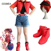 Anime Cells at Work!  Cosplay Red Blood Cell Costume Girls Women Costumes Full Set Shoes Wig Hat Halloween Carnival Party 2024 - buy cheap