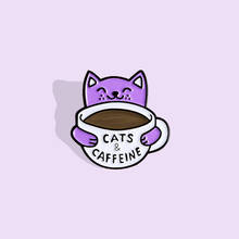 Broche roxo de café com emblema, joia criativa de desenho animado animais de estimação 2024 - compre barato