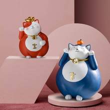 WU CHEN LONG Japanese Creative Maneki Neko Figurine Fortune Cat Statue Resin Craft Living Room Decorations Home Ornaments R3857 2024 - buy cheap