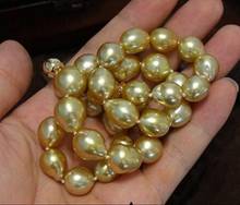 Colar de pérola de ouro genuíno do mar do sul 11-13mm 18 "36" 2024 - compre barato