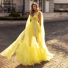 Smileven New Style Yellow Prom Dresses Lace Appliques Long Prom Party Gowns Elegant Formal Evening Dress With Short Skirt 2024 - buy cheap