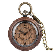 Reloj de bolsillo con carcasa de madera para hombre, accesorio de esfera con números arábicos exquisitos, cadena rugosa clásica, colgante 2024 - compra barato