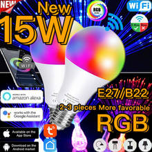 Bombilla inteligente LED RGB E27 de 15W, regulable, 2,4G, Wifi o IR, lámpara de Control remoto, automatización, funciona con Google Home, Alexa, asistente de Siri 2024 - compra barato