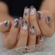 Fashion Chinese Style Fake Nails Ink Wash Painting Marble 24Pcs Gel False Nail Full Cover Faux Ongle Lady Office Daily Wear 2024 - buy cheap