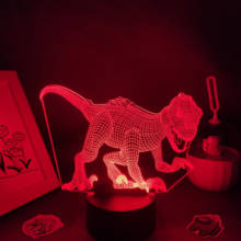 Tiranossauro animal 3d lâmpada led rgb, dinossauro luz noturna colorida de aniversário para crianças quarto decoração de mesa 2024 - compre barato