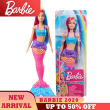 Фирменная игрушка для девочек Барби, кукла русалки Dreamtopia, 12 дюймов, плавающая Барби, светящиеся игрушки для детей на день рождения, GJK08, синие волосы 2020 2024 - купить недорого