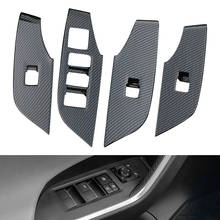 Carbon Look For Toyota rav4 xa50 2019 2020 Interior Accessories Window Glass Panel Armrest Switch Button Cover Sticker Trim 2024 - buy cheap