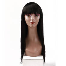 Blice волосы Синтетические Длинные прямые парик с челкой черные волосы парики для женщин 22 дюйма термостойкие волокна 2024 - купить недорого