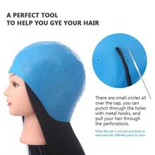 Gorro de silicona para teñir el cabello, gorro reutilizable de silicona suave, herramientas de peinado, gorro para teñir el cabello con aguja 2024 - compra barato