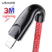 USAMS 1m 2m 3m 2A Lightning Mobile Phone Cable for iPhone 13 12 11 Pro Max X 8 7 6 5 SE Series iPad Durable USB Data Sync Cable 2024 - buy cheap