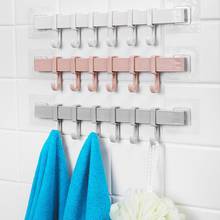 Hooks Self Adhesive 6 Wall Hooks Rack Plastic Bathroom Door Hooks Rack Kitchen No Drill Kitchen Bathroom Organizer 2024 - buy cheap