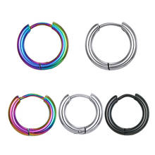 1PC 10/12/16mm Simple Stainless Steel Hoop Earrings For Women Men Metal European Trendy Black Colorful Circle Earrings Jewelry 2024 - buy cheap