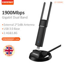 COMFAST 1900 Мбит/с двухдиапазонный 2,4 ГГц/5,8 ГГц поддержка 802. 11ac/a/b/G/n USB3.0 Wi-Fi беспроводной адаптер база AP сетевая карта CF-939AC 2024 - купить недорого