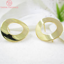 10 pçs 18mm 24k cor de ouro bronze brilhante arco superfície círculo brincos pinos alta qualidade jóias achados acessórios 2024 - compre barato