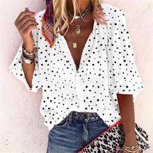 Women Blouse Sexy Deep V-neck Blouses Ploka Dot Print Half Sleeve Button  Autumn Blouse Shirt Blusa 2024 - buy cheap