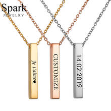 Spark-colar de aço inoxidável com nome personalizado, 3 cores, placa de identificação personalizada, etiquetas verticais para presente de aniversário feminino 2024 - compre barato